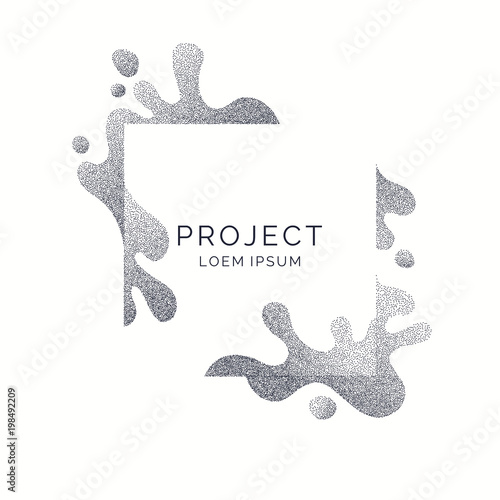 Bright poster with splatter and dynamic particles. Illustration minimal flat style