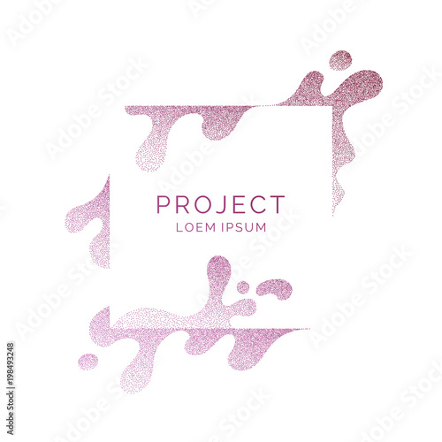 Bright poster with splatter and dynamic particles. Illustration minimal flat style