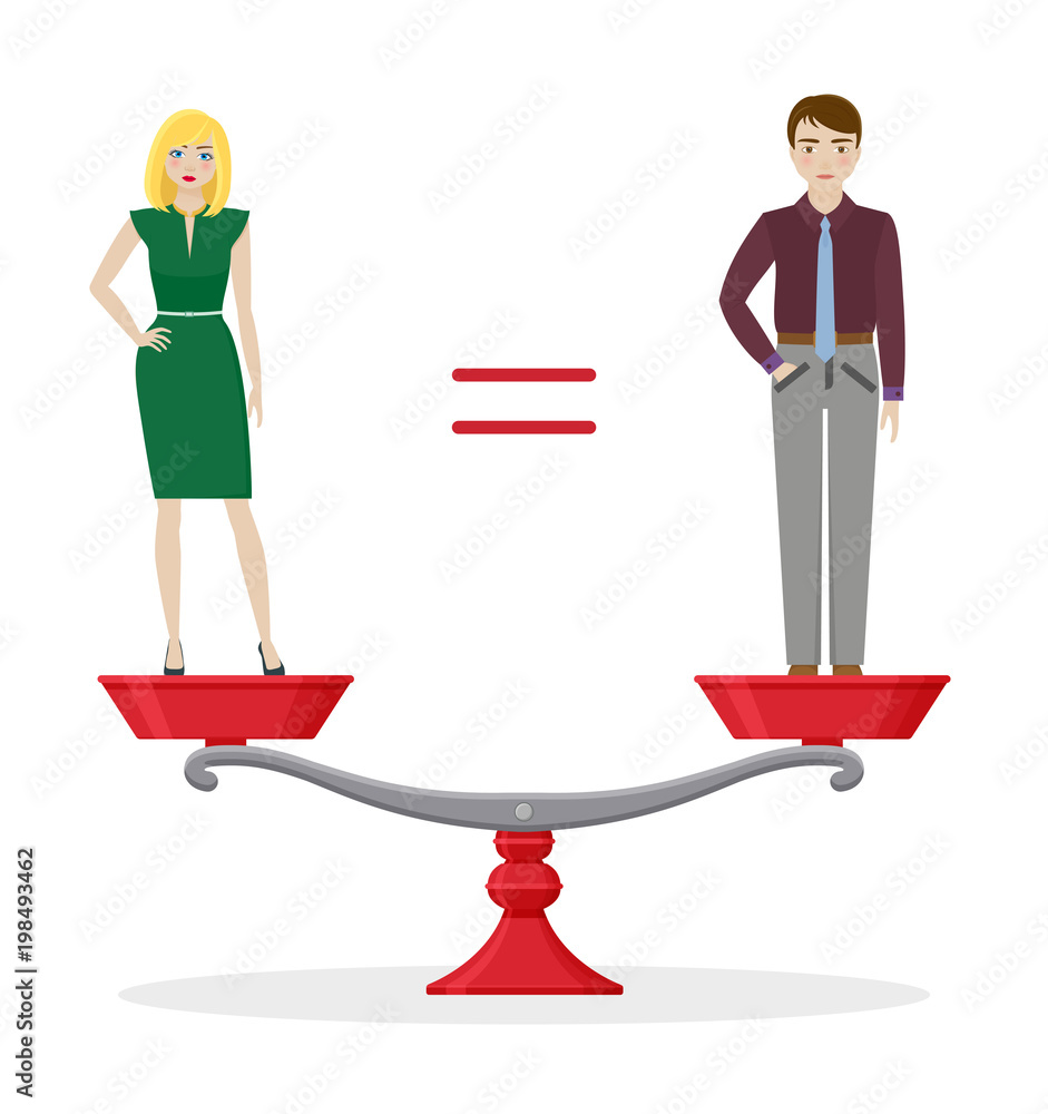 Man and on balanced scale. concept. Vector illustration. Stock | Adobe Stock