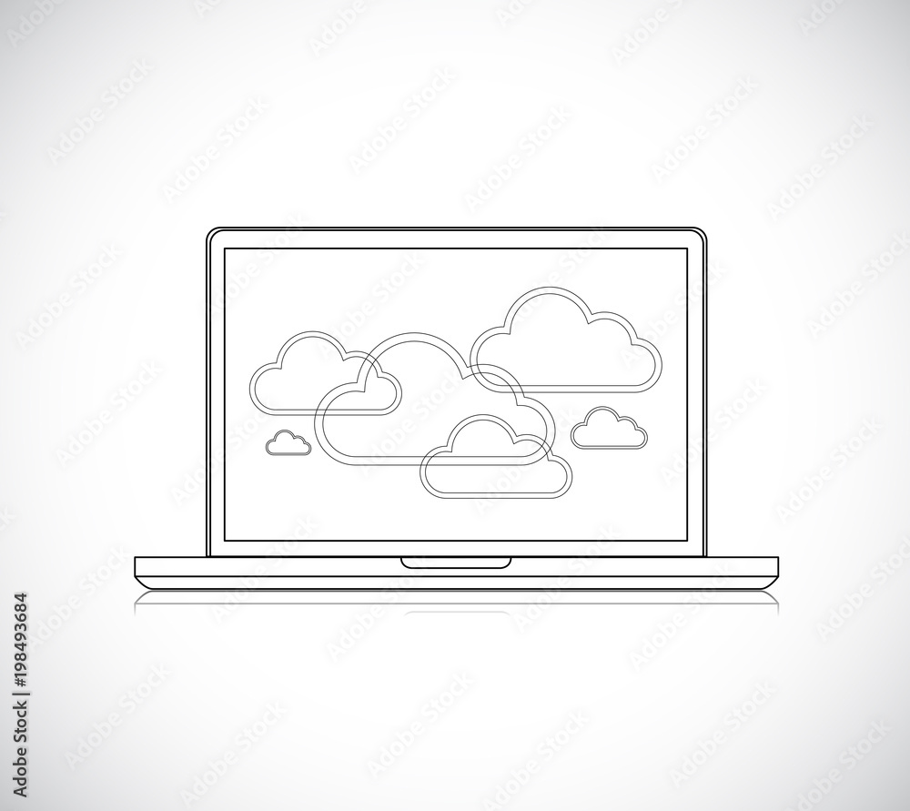 Cloud computing network on a Laptop Computer.