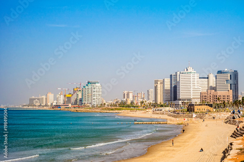 Tel Aviv beach and city, Israel