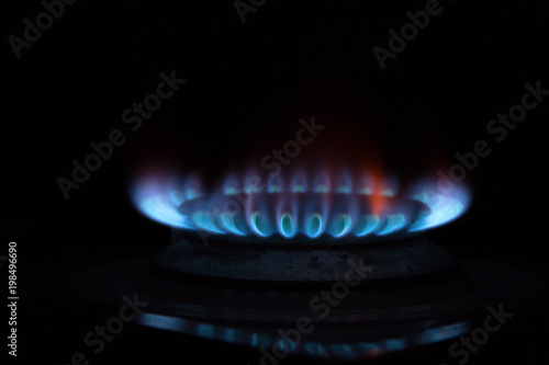 fire from a gas burner