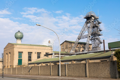 mining building with blue sky