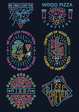 Colored neon pizza signs collection