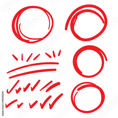 Red Teacher Grading Marks with Pen, showing correct / incorrect graded papers