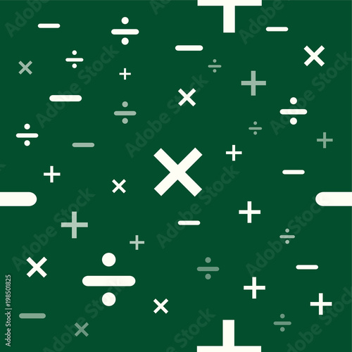 Seamless mathematics or math education background texture in vector format ready for tiling.green blackboard