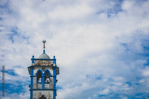 blue mosque minaret against the sky