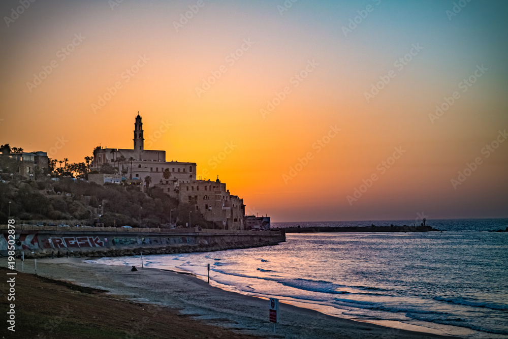 Old town of Jaffa on sunset.