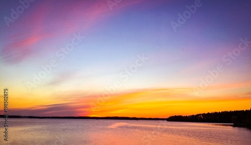 dramatic midnight sun sunset in finland