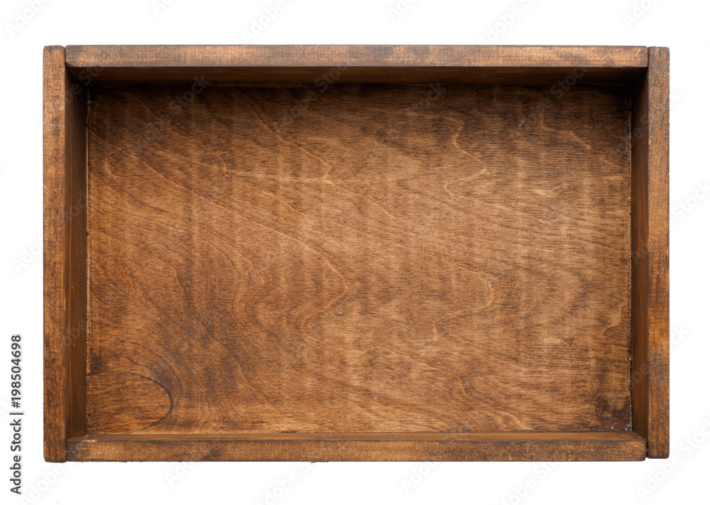 Brown wooden decor background box. isolated background