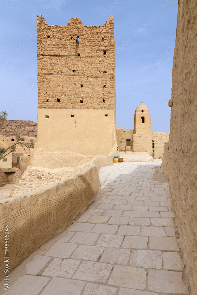 Small fort and tower at the Monastery of Saint Paul the Anchorite (aka Monastery of the Tigers), dates to the fifth century AD and located in the Eastern Desert, near the Red Sea mountains, Egypt