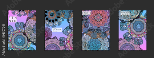 Ethnic banners template with floral Mandala ornament.
