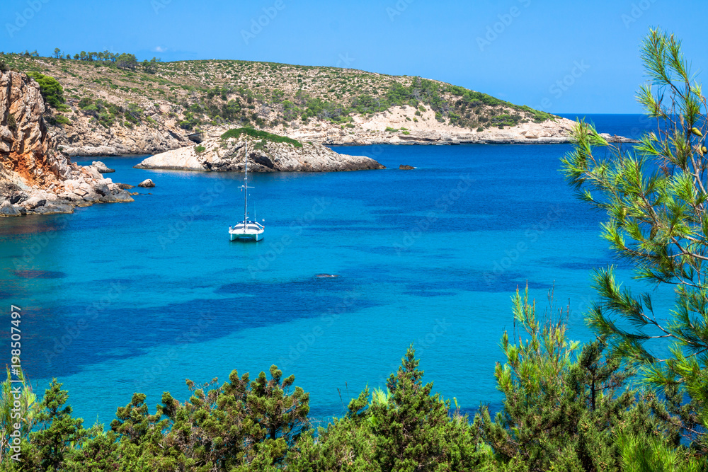Ibiza Punta de Xarraca turquoise beach paradise in Balearic Islands