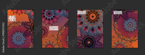 Ethnic banners template with floral Mandala ornament.