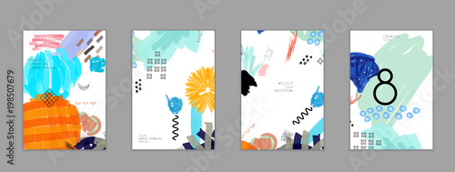 Abstract collage made with scribbles  markercanyon strokesblack geometric shapes