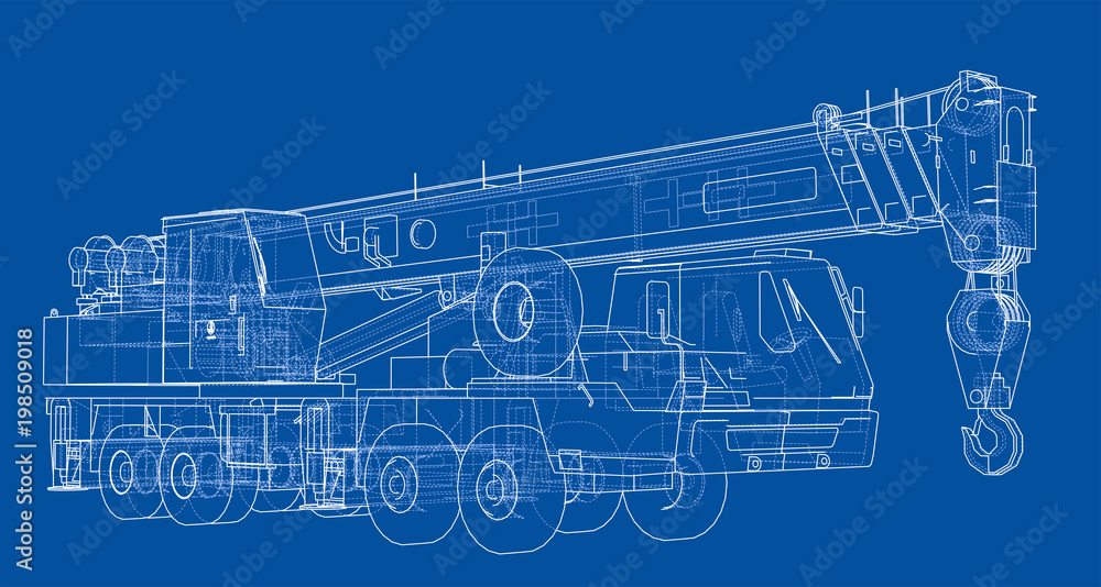 ภาพประกอบสต็อก Mobile crane blueprint ภาพ Adobe Stock