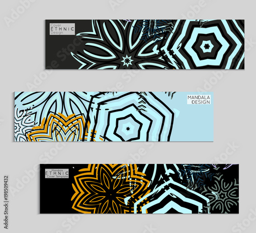 Ethnic banners template with floral Mandala ornament.