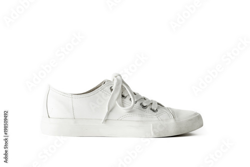 White lace unisex sneaker sports footwear isolated white background