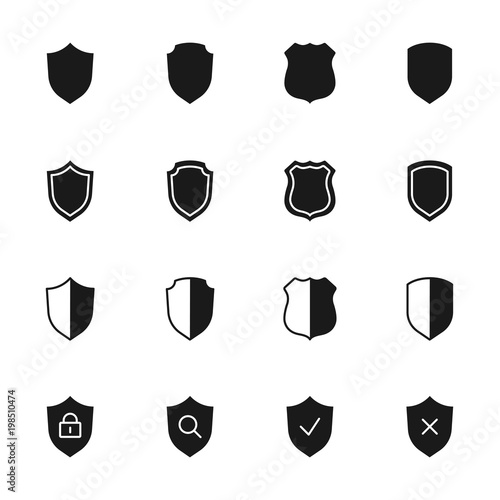 Shields silhouettes icons set