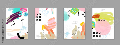 Abstract collage made with scribbles  markercanyon strokesblack geometric shapes