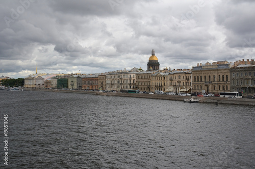 Rain clouds over the Neva river