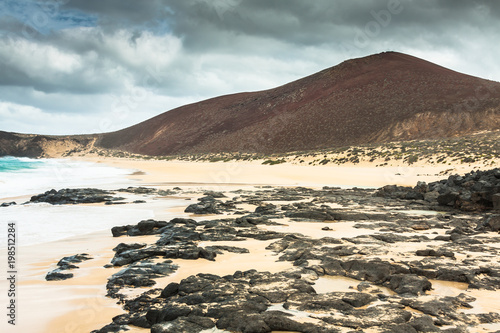 Beautiful beach las conchas,on La Graciosa, a small island near Lanzarote, Canary Islands