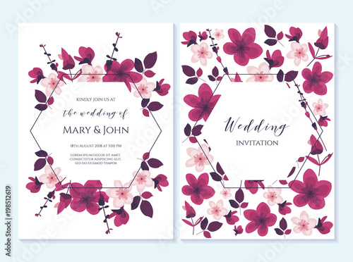 Wedding invitation, thank you card, save the date card. Wedding invitation, baby shower, menu, flyer, banner template with wreath, blue, arrow. Elegant vintage hipster rustic wedding invitation.