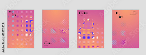 Geometric halftone gradient texture cover banner template