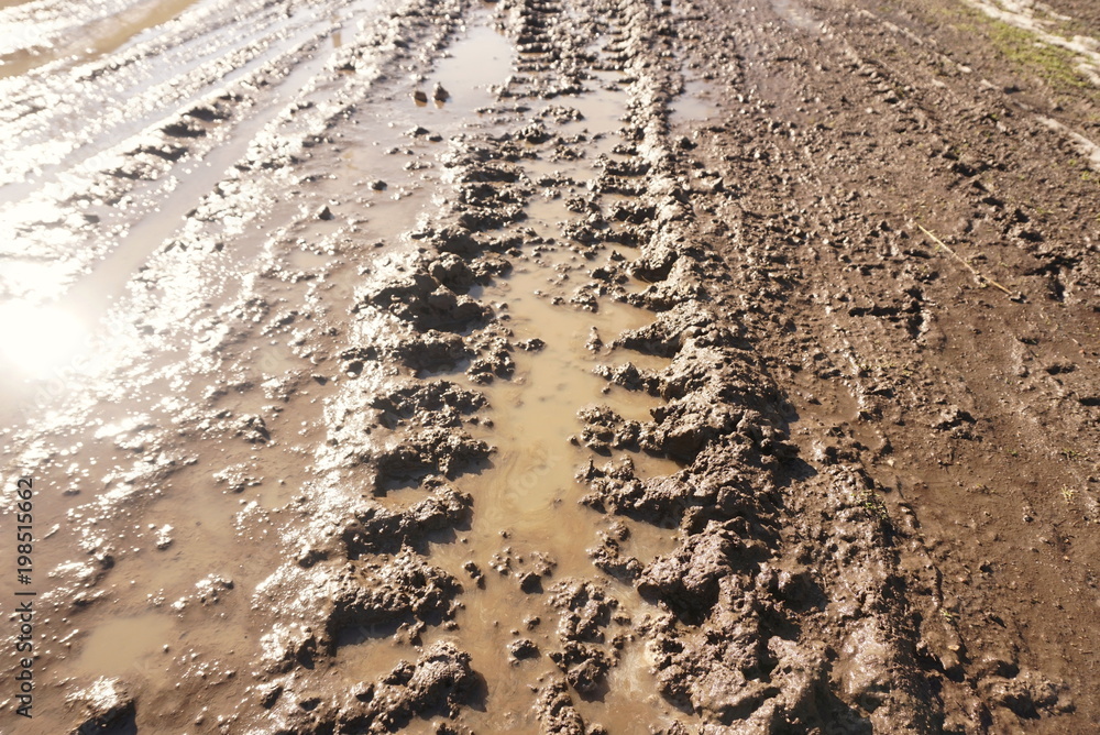 Rural dirty road at early spring Rural dirty road at early spring