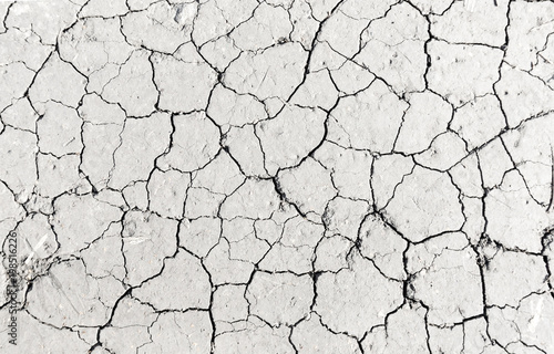 White dried and cracked ground earth background, Close up of dry fissure ground, fracture surface, white cracked texture, for designers