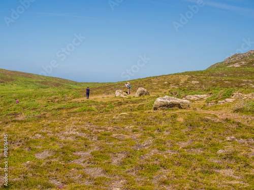 Visitirs to St Davids Head enjoying the beautiful summer weather  Whitesands Bay  St Davids Penensular  Pembrokeshire  UK