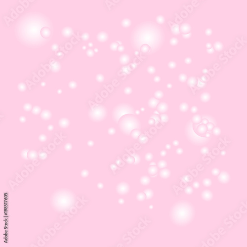 Abstract pattern of pink bubbles in various sizes flying in space. Vector illustration. Useful as background, backdrop, or image montage. Love, romance, valentine's, and wedding concepts.