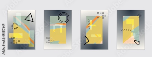Set of artistic abstract universal card templates