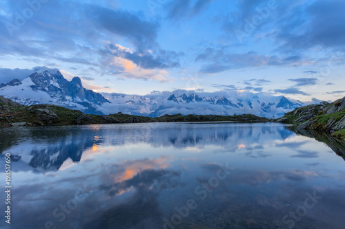 Mont Blanc reflected in Cheserys Lake, Mont Blanc, France © porojnicu