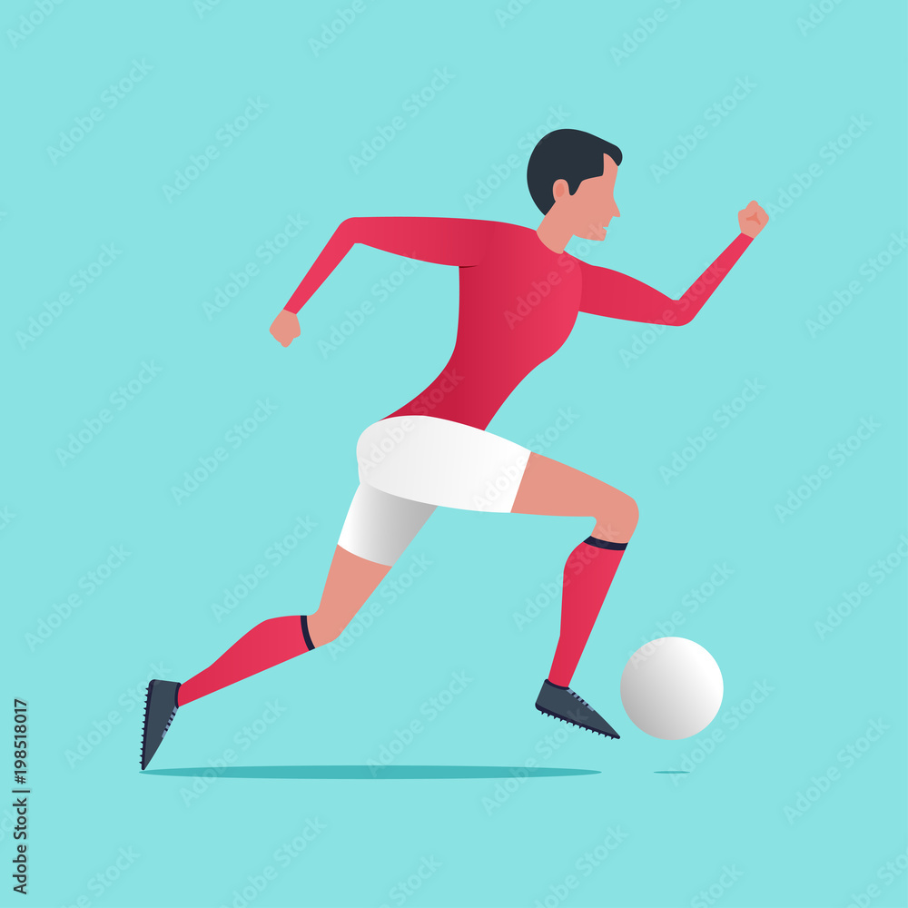 Running football player with a ball. Vector illustration