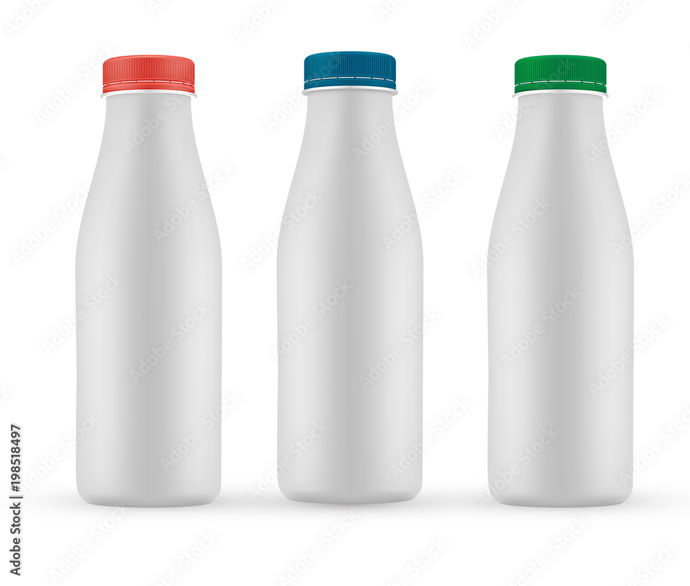 Blank milk or yoghurt white bottle with screw cap vector templa Blank milk or yoghurt white bottle with screw cap vector templa