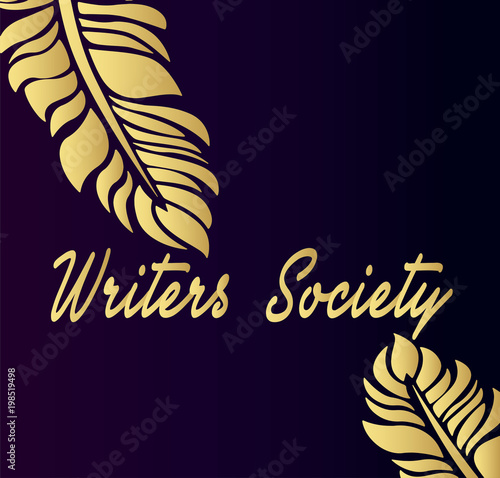 Community of writers - beautiful idea for a logo - golden vintage feathers on...