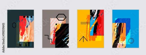 Set of artistic abstract universal card templates