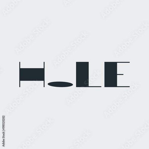 Logotipo HOLE con letras anchas en fondo gris