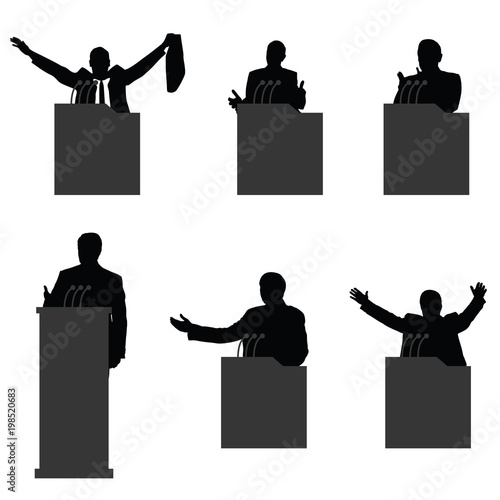 man silhouette on platform set illustration