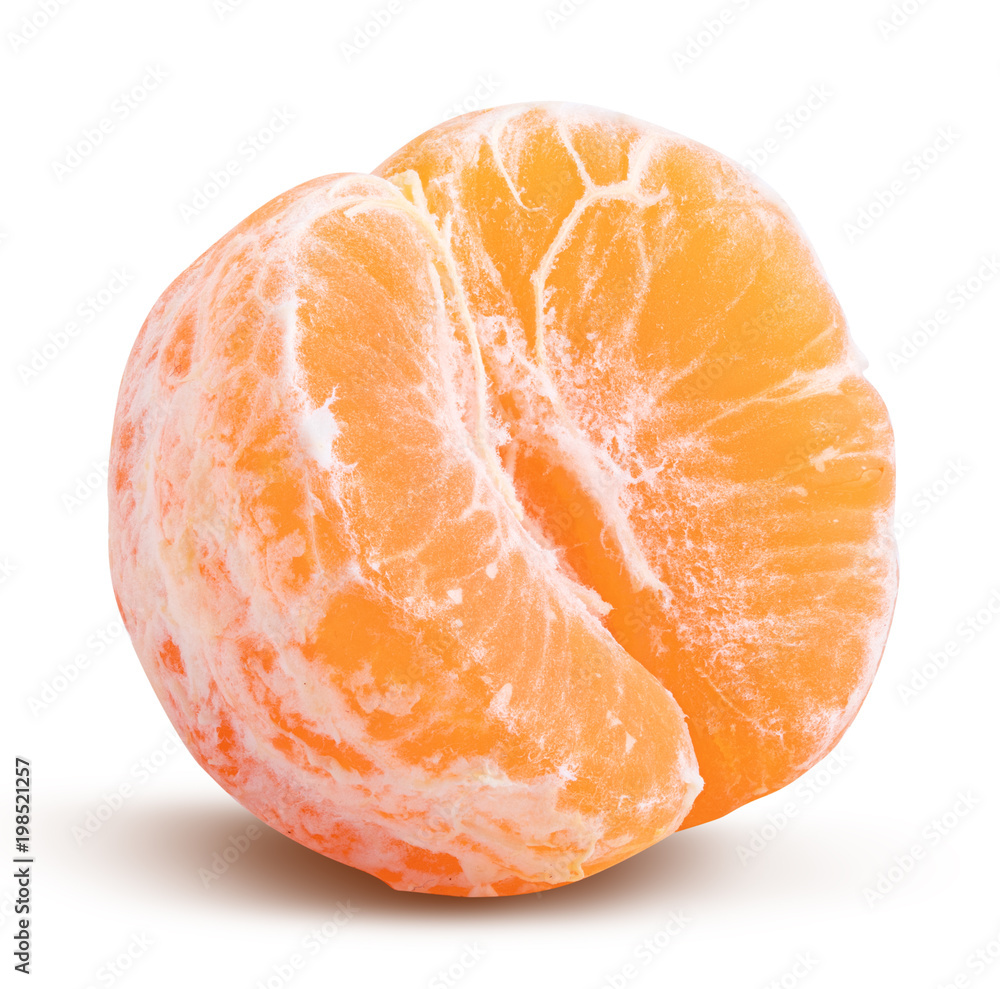 Fresh mandarin isolated with shadow on white background. Clipping path