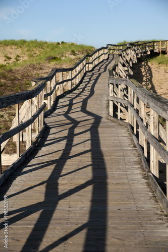 Wooden Walkway Bridge Leads to Beach on Plum Island in Massachusetts