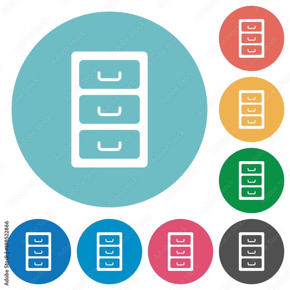 Archive file cabinet flat round icons Archive file cabinet flat round icons