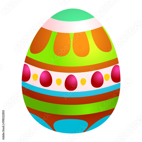 Colored Easter egg. Vector illustration isolated on white background. Clipart for the holiday design and cards.