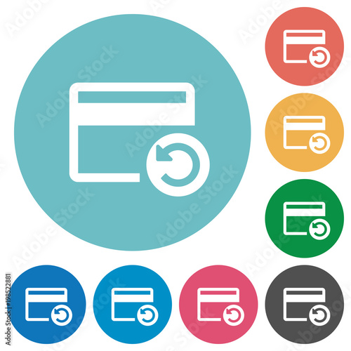 Undo credit card last operation flat round icons