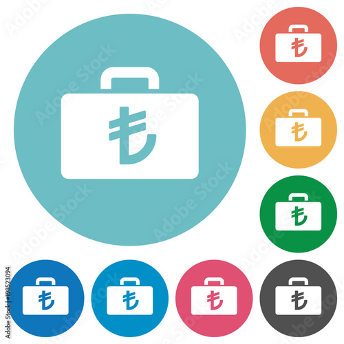 Turkish Lira bag flat round icons