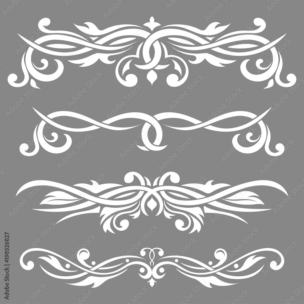 Decorative dividers. Bold elements on gray background Decorative dividers. Bold elements on gray background