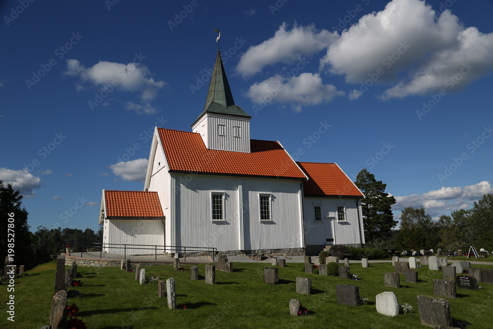 Church in Norway on sunny weather and blue sky Church in Norway on sunny weather and blue sky
