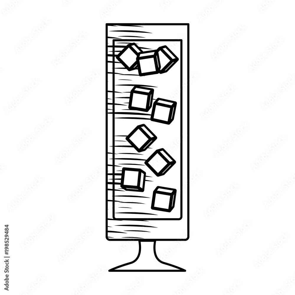 sketch of cocktail drink with ice cubes icon over white background, vector illustration sketch of cocktail drink with ice cubes icon over white background, vector illustration