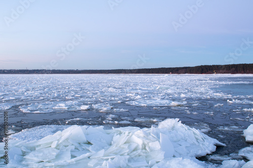 Frozen Baltic sea on the coast of Tallinn, Estonia